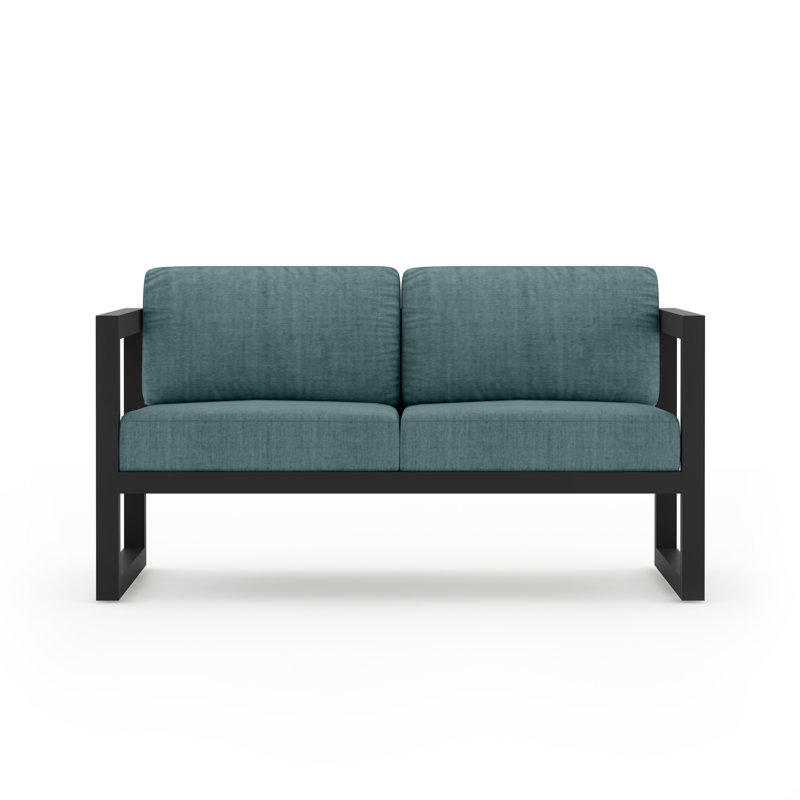 Avion 3 Piece Loveseat Set, Canvas Charcoal Sunbrella® Canvas, Black