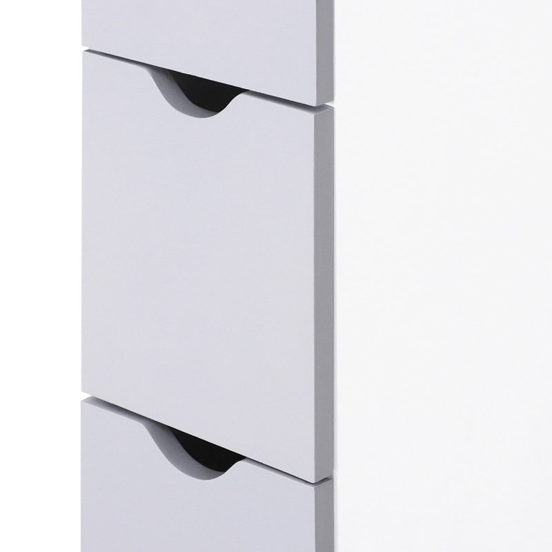 Élégante armoire de rangement pour la salle de bain, armoire de rangement étroite pour la salle de bain, tour à linge autoportante avec tablette à 2 niveaux et tiroirs