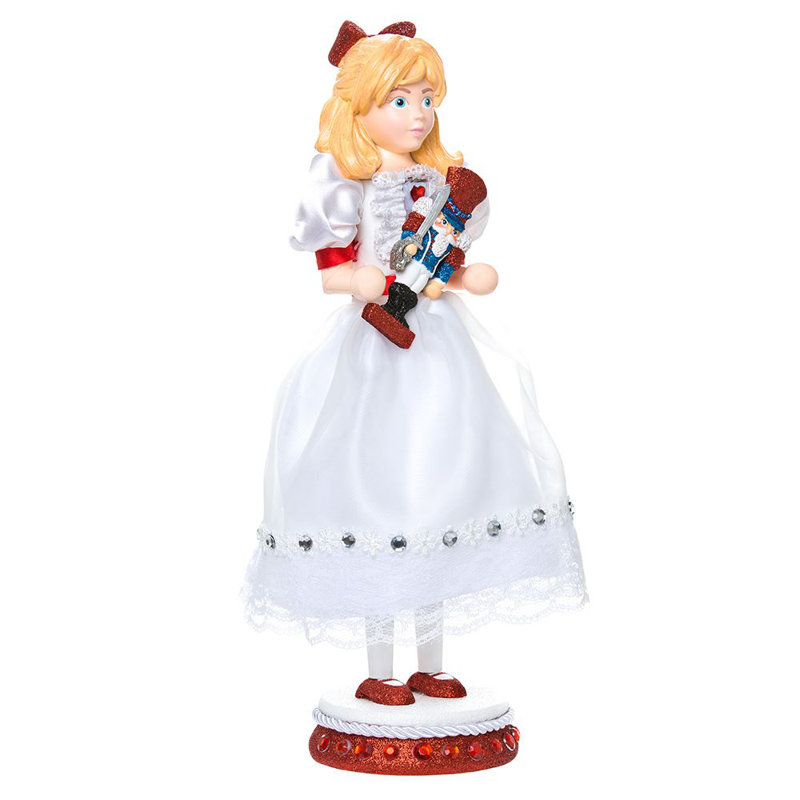 15-Inch White and Pink Clara Nutcracker with Miniature Prince
