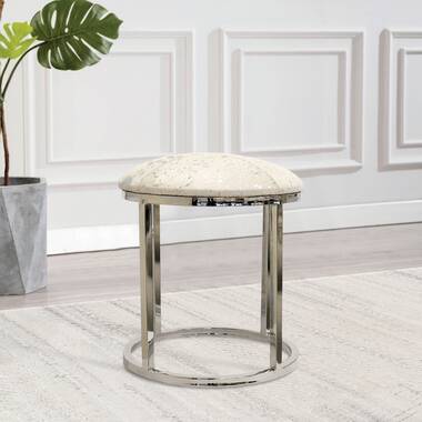 Safari Stainless Steel and Cowhide Accent Stool