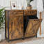 Armoire à ordures à double basculement double, poubelle cachée escamotable pour cuisine 10 x 2 gallons, trieuse à linge Freestand en bois avec tiroir, style porte de grange, pour la maison, le salon-100156597