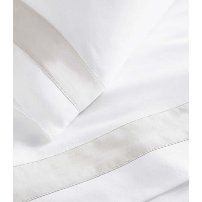Soprano 100% Cotton Guest Room Flat Sheet Case Pack, White/Platinum, Twin Flat Sheet