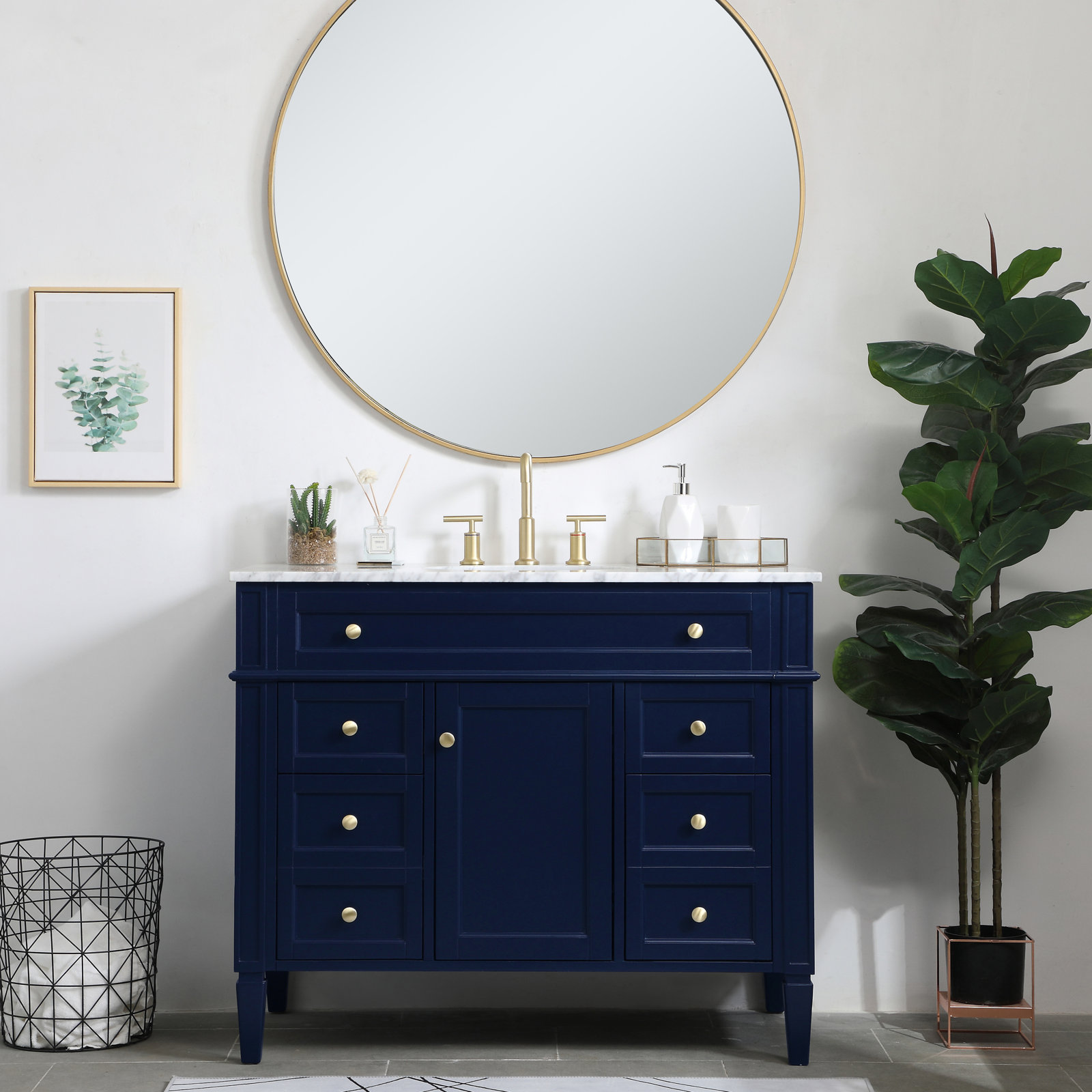 Rivers 42'' Single Bathroom Vanity, Blue