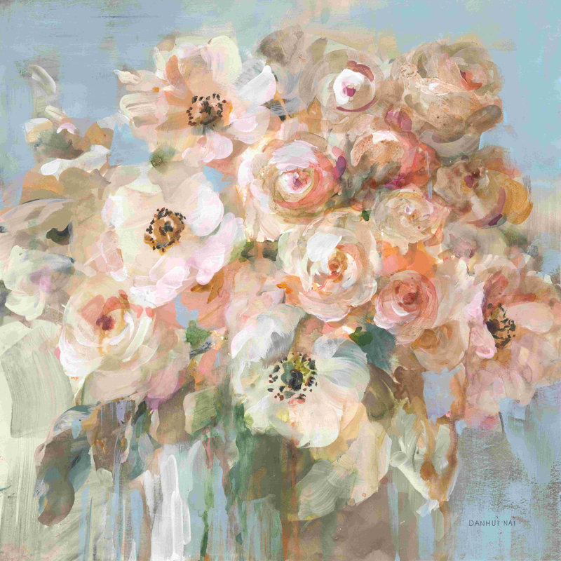 «Blush Bouquet Crop» par Danhui Nai - peinture sur toile tendue, H 20 po x l 20 po