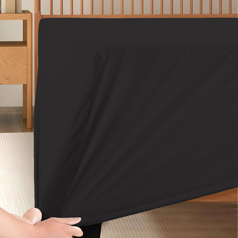 Soft & Breathable Microfiber Extra Deep Fitted Sheet, Super King (6'), Black