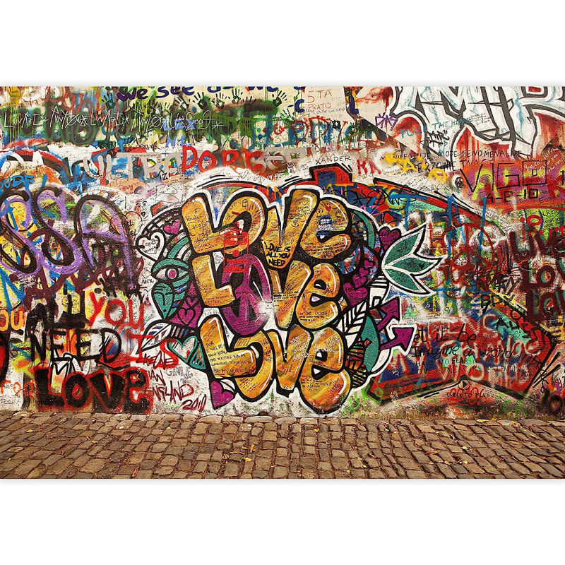 Papier peint abstrait Vibrant Graffi Street Paint, L 100 po x l 144 po