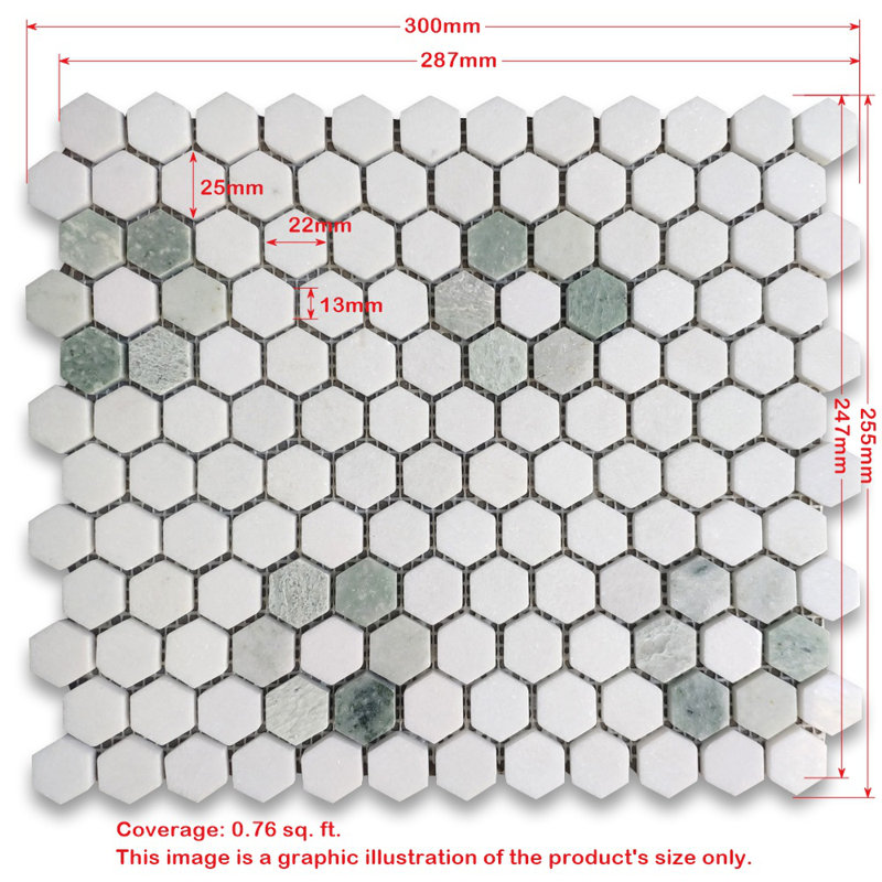 10" x 11" Marble Mosaic Wall & Floor Tile