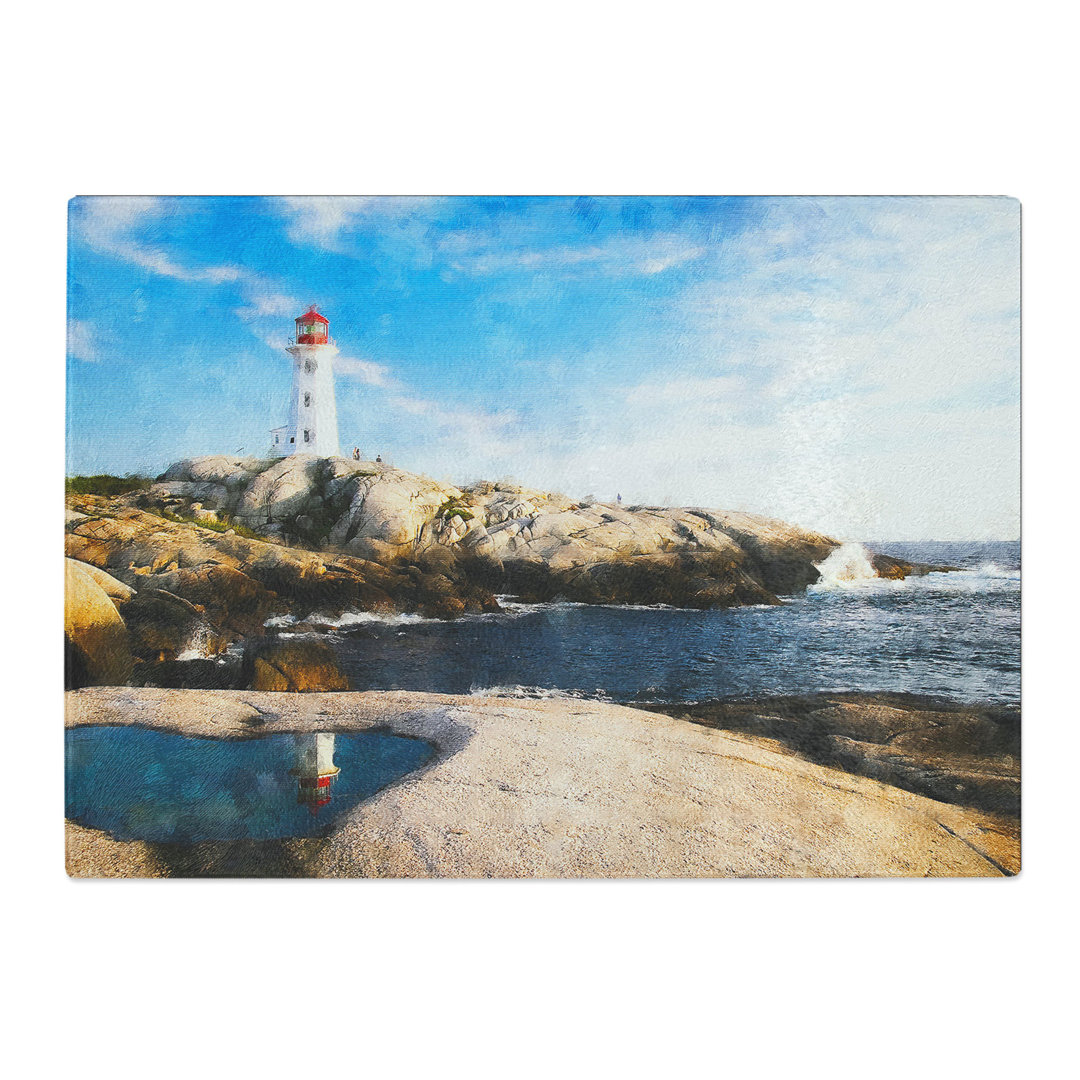 Tempered Glass Lighthouse & Seascape in Canada Chopping Board