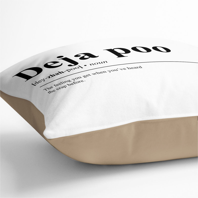 Deja Poo Typography Square Throw Cushion, Stone, 40cm H x 40cm W x 15cm D