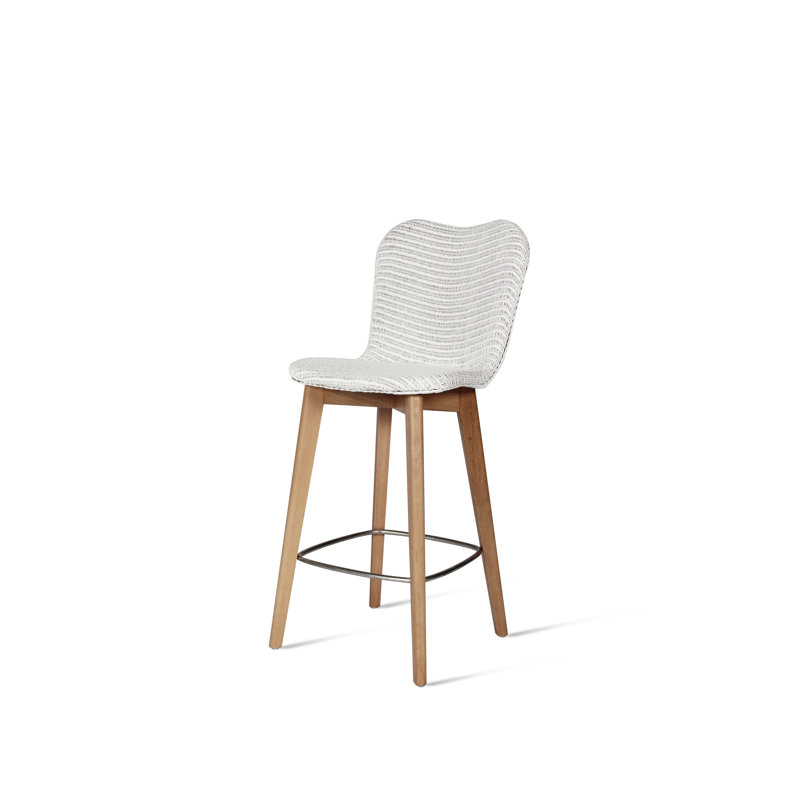 Lily Stool with Solid Wood Frame, White