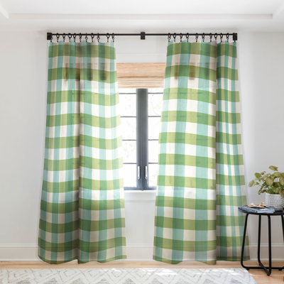 Ensemble de 2 rideaux en rideau vert vichy Avenie