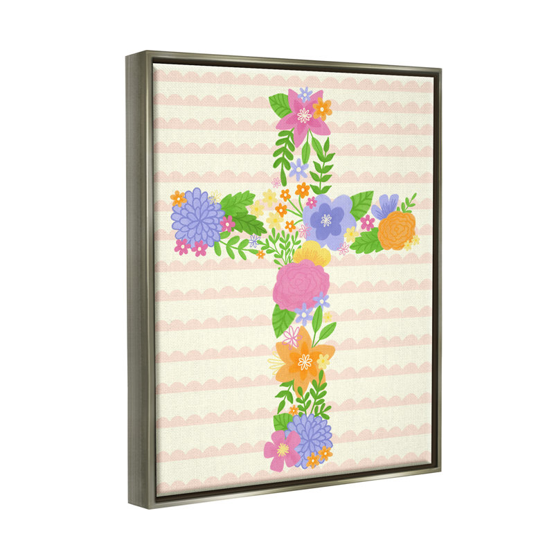 Impression florale, croix, symbole religieux par Taylor Shannon Designs, impression, H 21 po x l 17 po x P 1,7 po