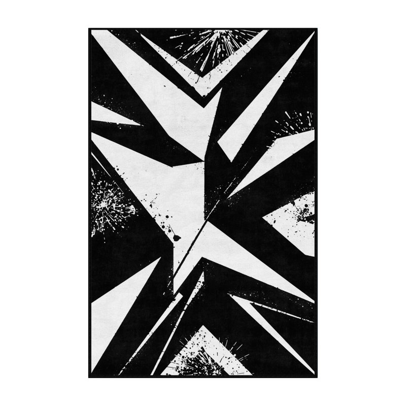 Soft Plush Faust New Years Modern & Contemporary Abstract Area Rug in Blue – Black Binding, 5x8
