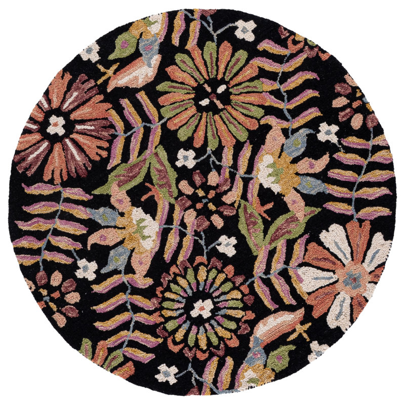 Jardin Hand Tufted Wool; Cotton Floral Indoor Rug, Round 5'
