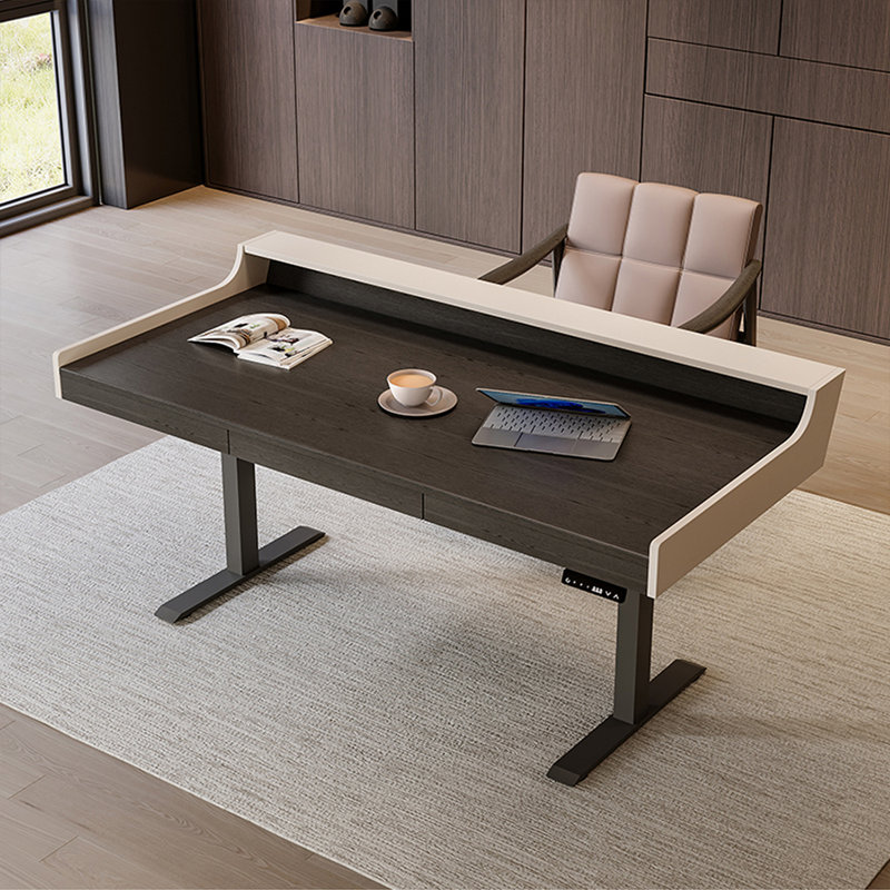 Black + White Rectangular Solid Wood desks, 53.94" H x 62.99" W x 27.56" D