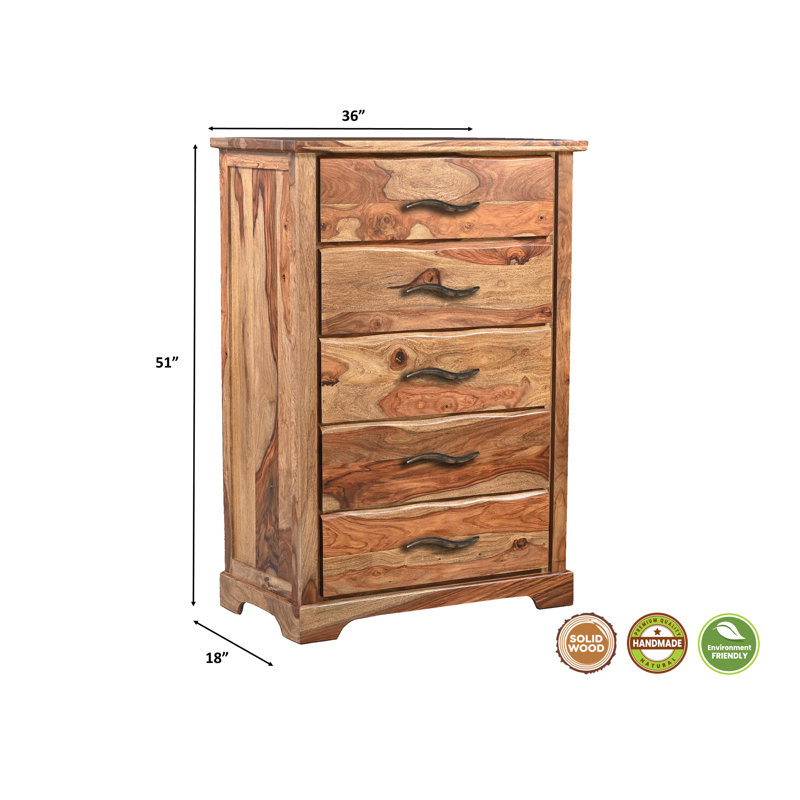 Commode 5 tiroirs Chaliyah, Natural