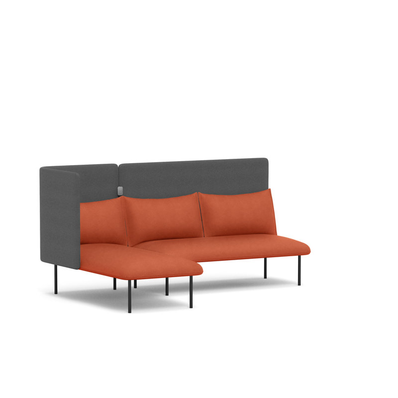 Canapé QT, Polyester gris foncé / rouge, Orienté à gauche (vu de face)