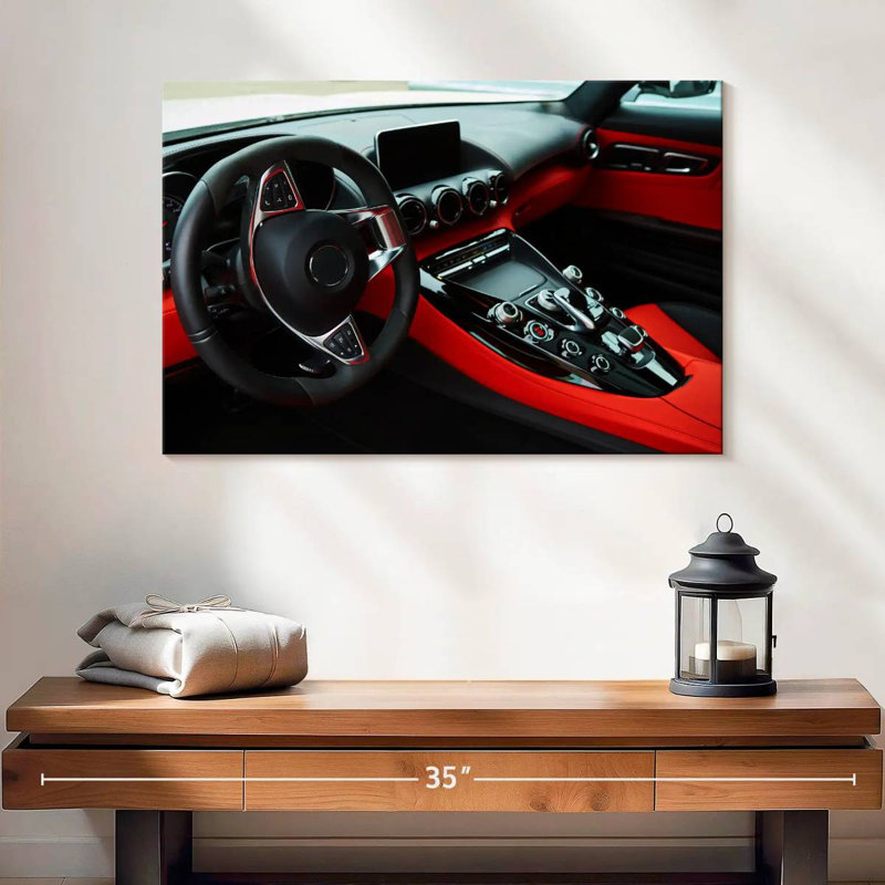 Mehar Black And Red Car Interior, 16" H x 24" W