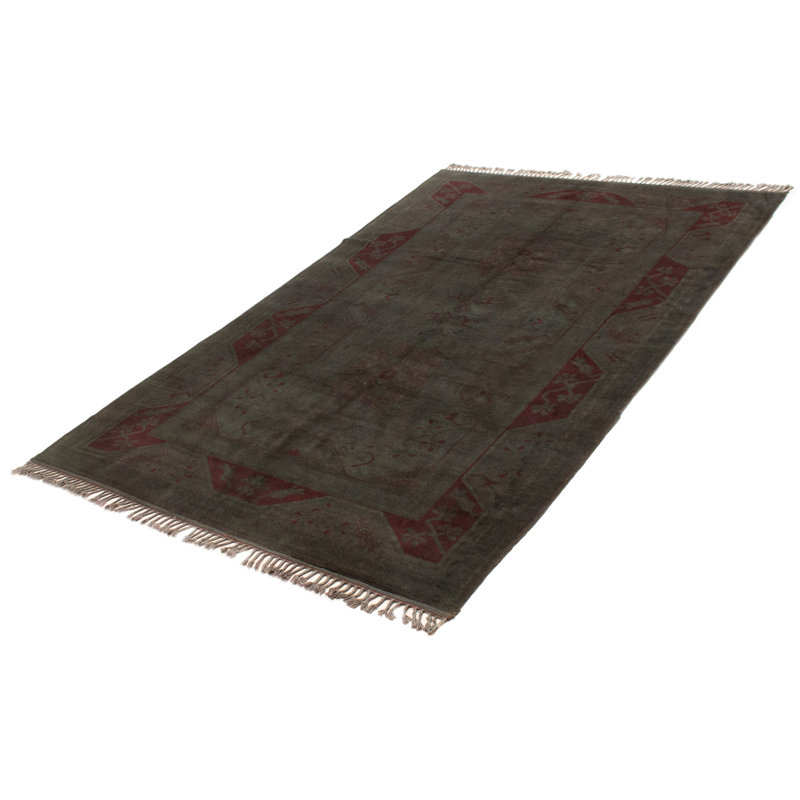 One-of-a-kind Hand Knotted Colour Transition Dark Green Wool Rug 6'4" x 10'4"