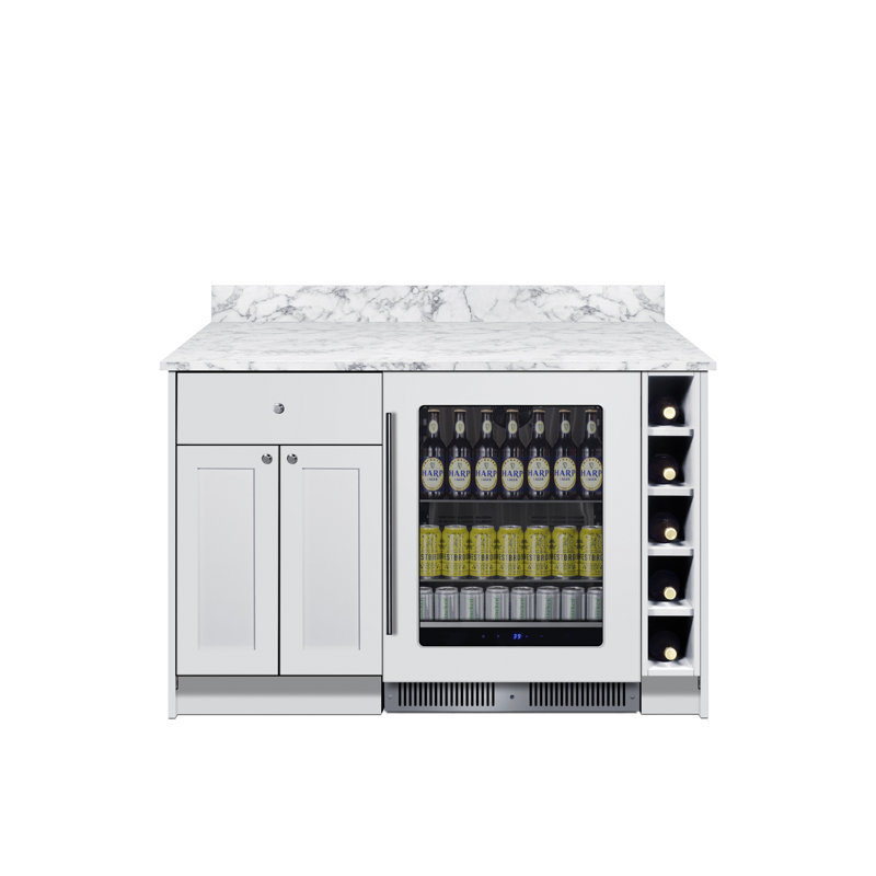Summit Appliance Mesa Turnkey Dry Bar with Beverage Center and Storage, White