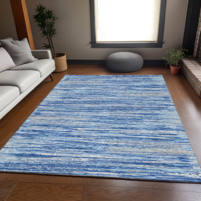 Premium Machine Washable Prisco Blue Rug