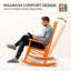 Chaise berçante de patio orange en bois massif-1945240003