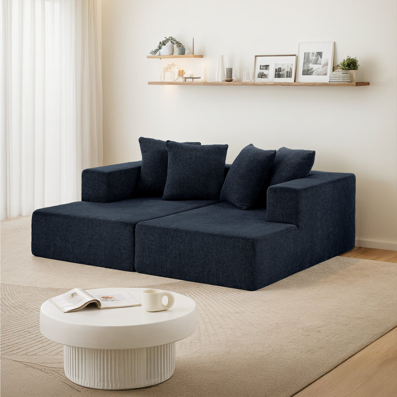 Canapé modulaire en chenille de 74 po, méridienne modulaire à compression, canapé-lit avec 4 coussins, aucun assemblage requis