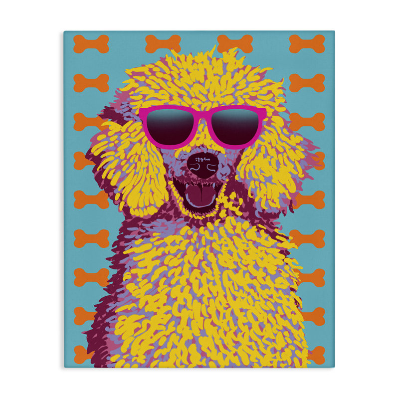 Toile rétro caniche, design par Marcus Prime, H 20 po x l 16 po