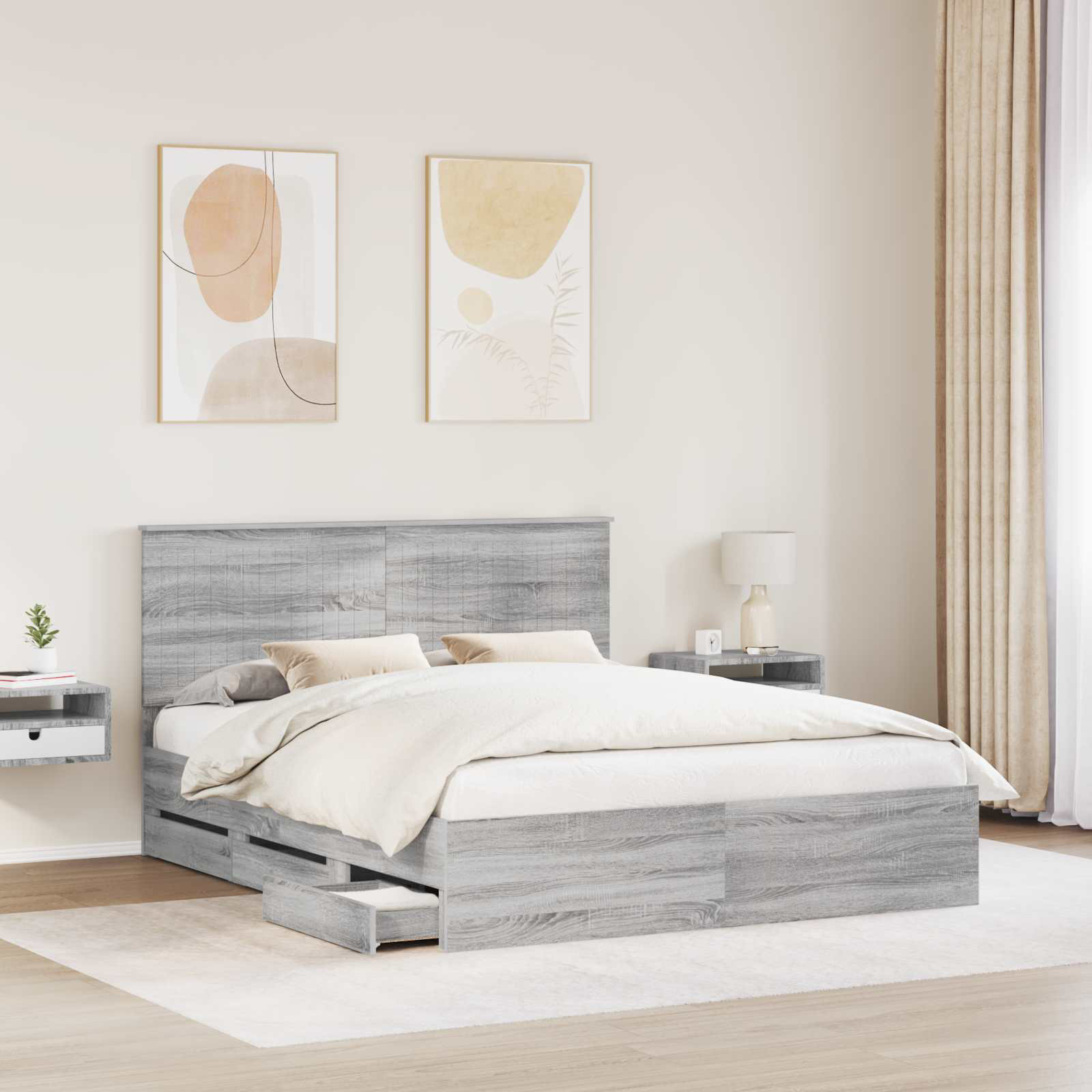 17 Stories Bed Frame With Drawer With Headboard With Storage Engineer ...