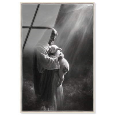 «Radiant Light Jesus and Lamb», reproduction murale encadrée à imprimé acrylique par Art Remedy, cadre argenté, 24 x 36
