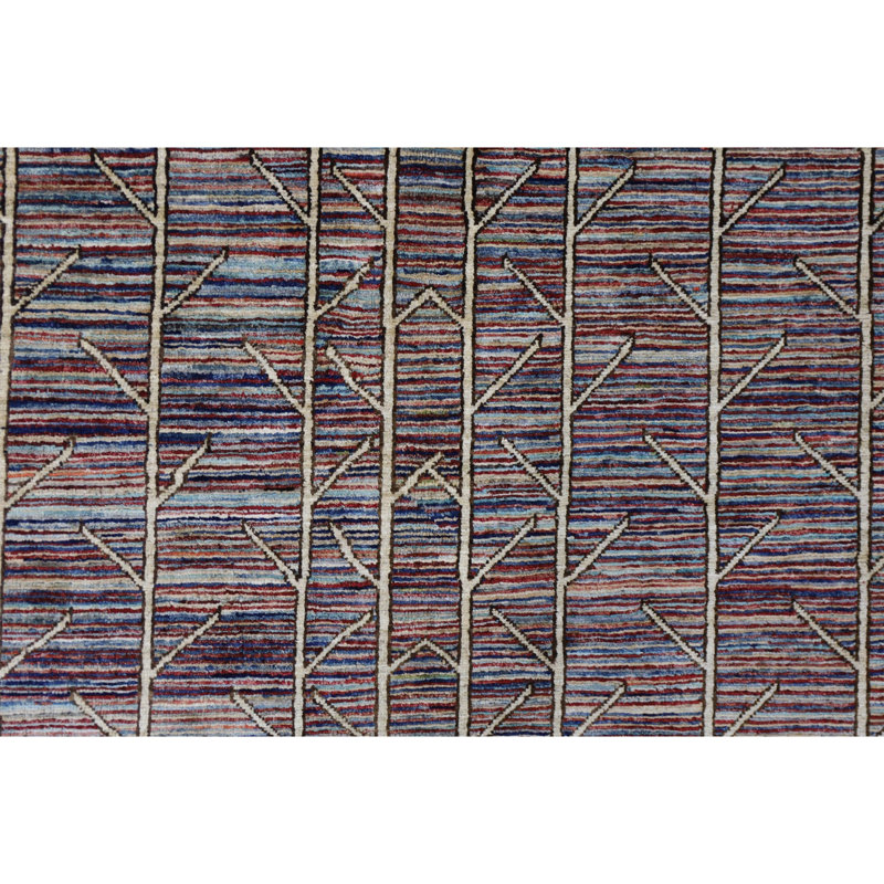 Tapis ivoire et rouge noué à la main de haute qualité