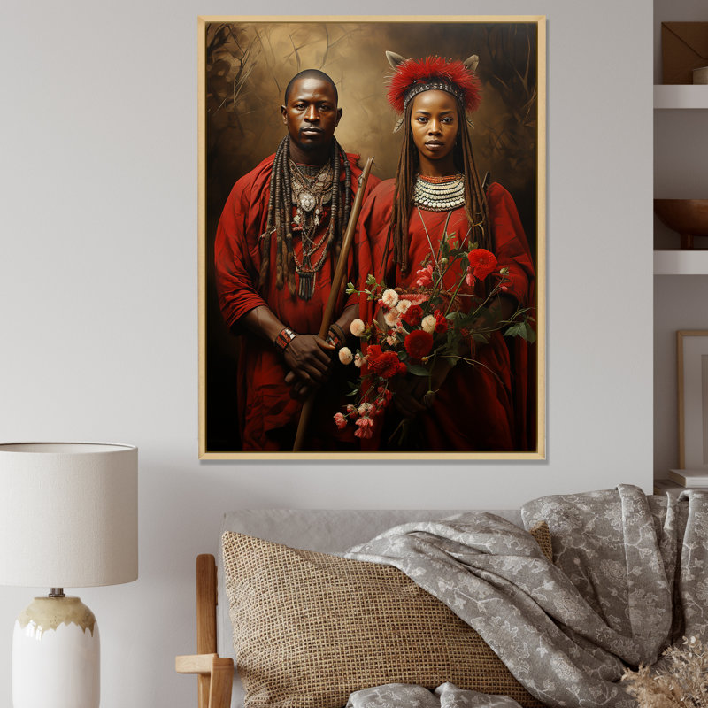 Guerriers Maasai d'Afrique II, Cadre flottant brun, 32" H x 16" W
