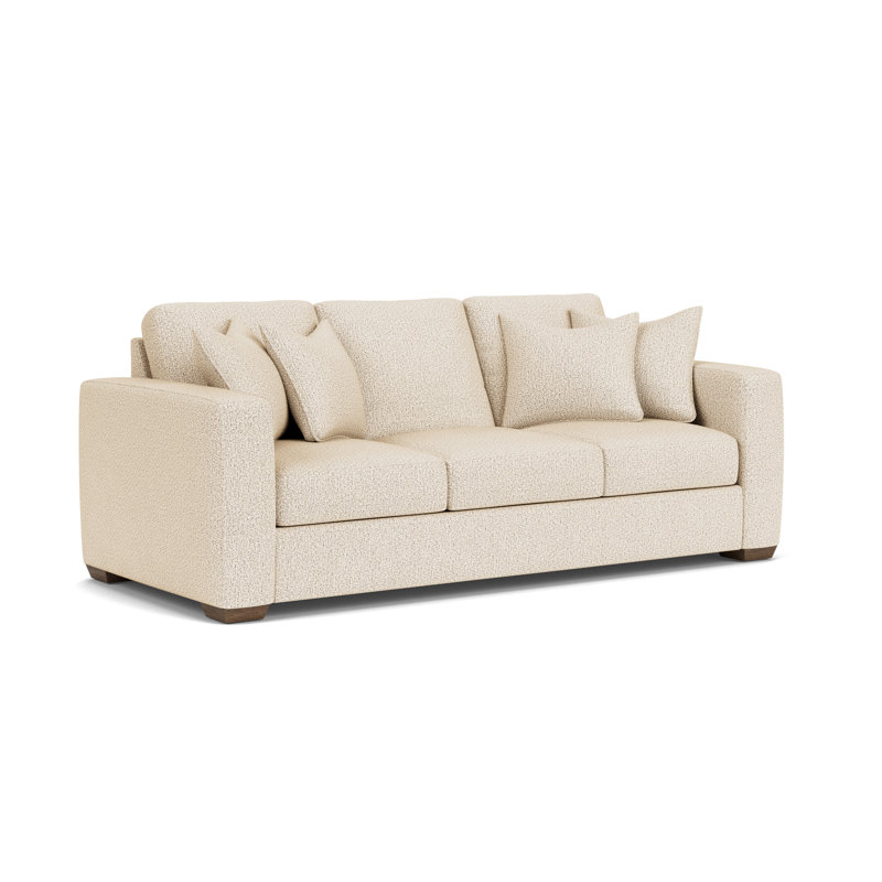 Canapé à accoudoirs carrés Anaiza, Polypropylène / oléfine beige clair, 37" H x 92" W x 41" D