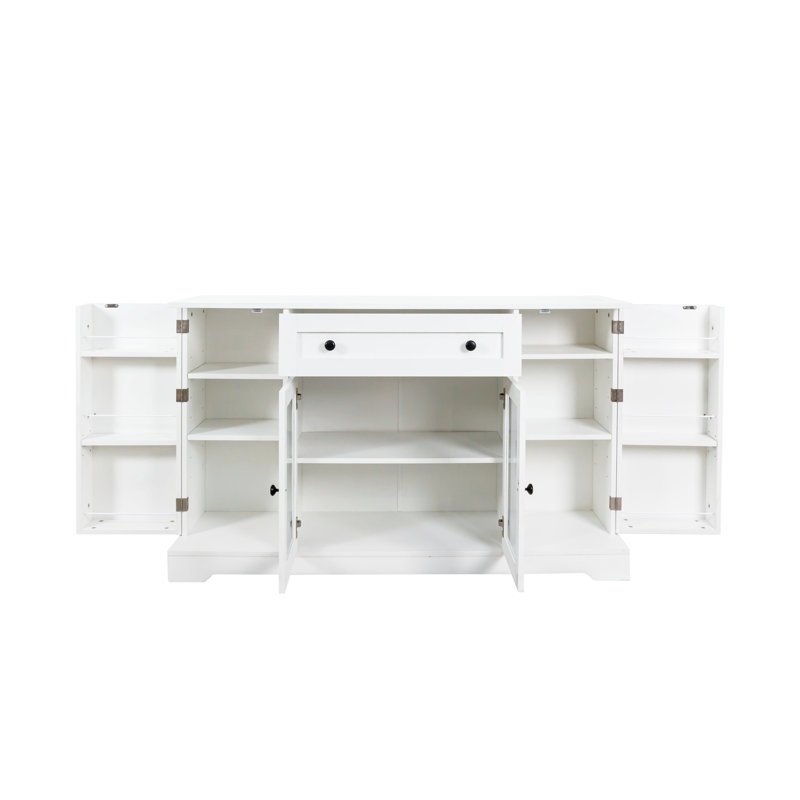 Modern Farmhouse Buffet Cabinet – 60" Kitchen Storage Sideboard with Doors & Drawer – Versatile Coffee Bar Cabinet for Dining Room, Living Room