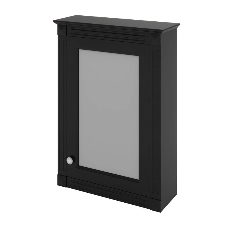 Armoire de salle de bain avec miroir, armoire de rangement murale avec porte miroir et tablette réglable, Noir