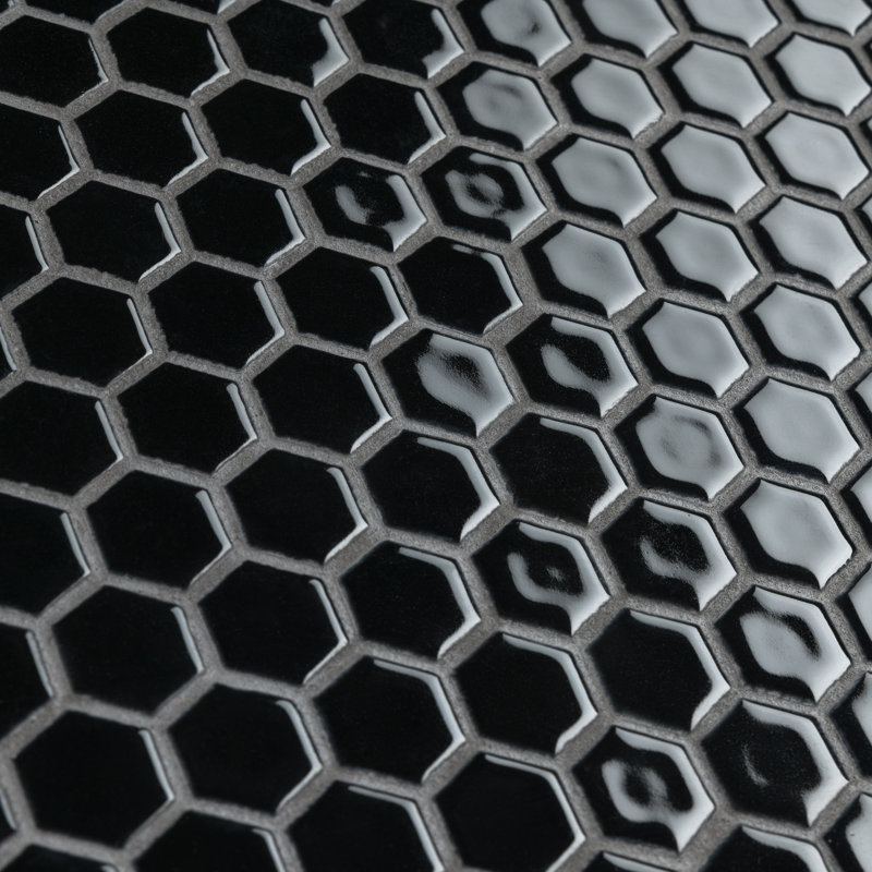 Hudson 1" Hex 11-7/8 " x 13-1/4 " Porcelain Mosaic Floor and Wall Tile, Black