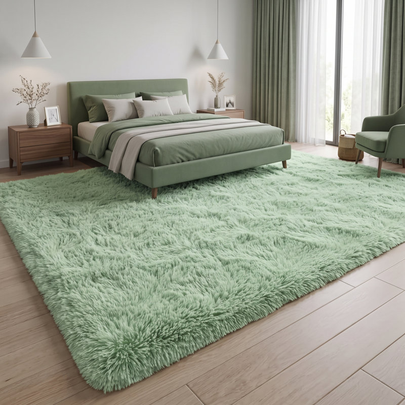 Deep Pile Fluffy Shaggy Area Rug for Indoor Use , sage green, 200*300cm