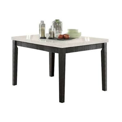 54.40" W Counter Height Table, White Natural Marble Top & Salvage Dark Oak