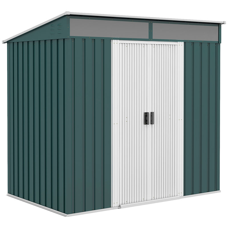 Brynlea 6.5 x 4FT Metal Garden Shed Waterproof, Green