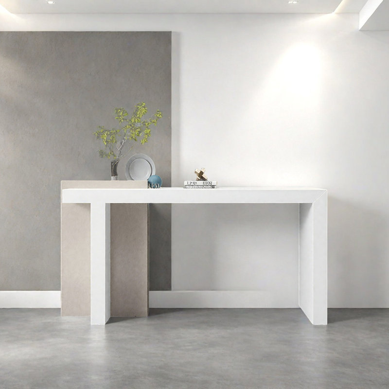 Console Modern Minimalist Art Design, Blanc / beige, H 37,4 po x l 62,99 po x P 15,75 po