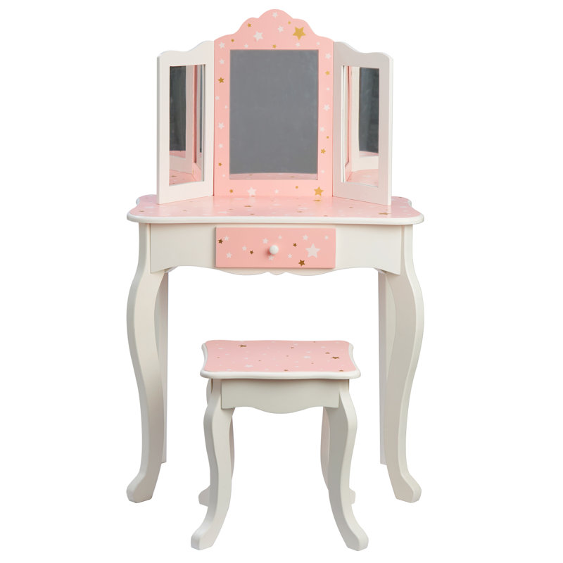 Teamson Kids Star Vanity Table & Stool Set with Mirror