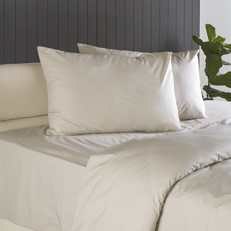 Ensemble de housse de couette en coton 3 pièces Caruthers, Beige, Housse de couette grand + 2 taies décoratives