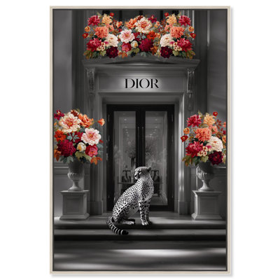 Prideful Cheetah at the Elegant Floral Store Canvas Print Fashion Wall Art by Art Remedy, Silver Frame, 30 x 45