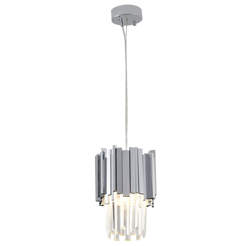 Luminaire suspendu moderne en acier inoxydable à 3 lumières Fernon avec cristaux transparents Fernon