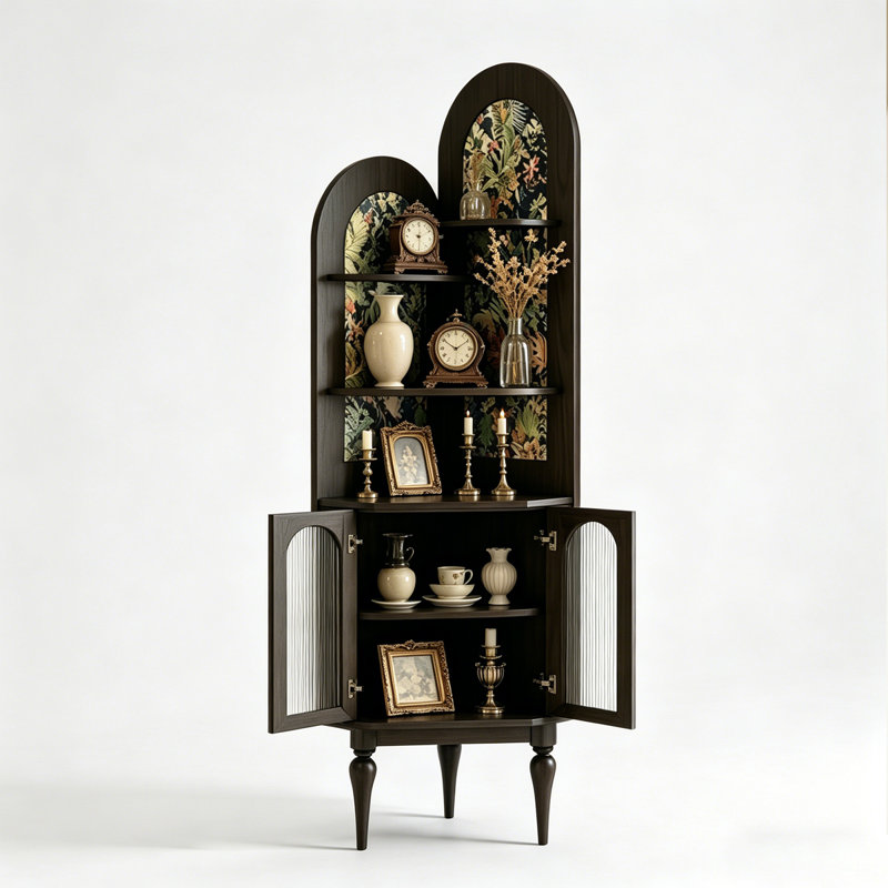 Armoire d'appoint moderne en bois massif noir, Noir