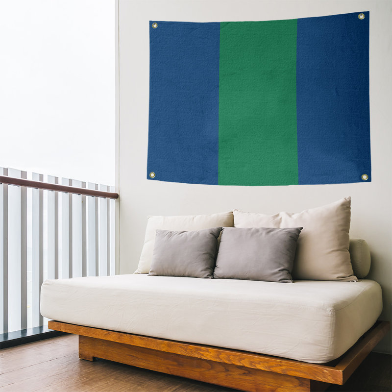 Tapisserie de polyester Vancouver, H 50 po x l 59 po x P 1 po, Bleu foncé / vert / bleu foncé