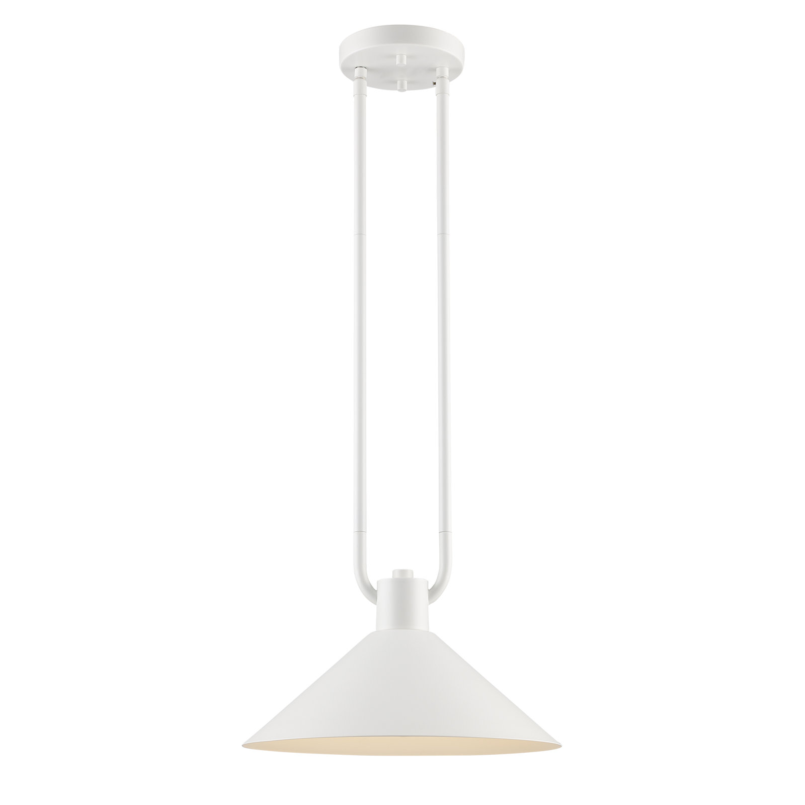 Fayra 1 - Light Industrial Pendant, White, 10.25" H x 12" W x 12" D