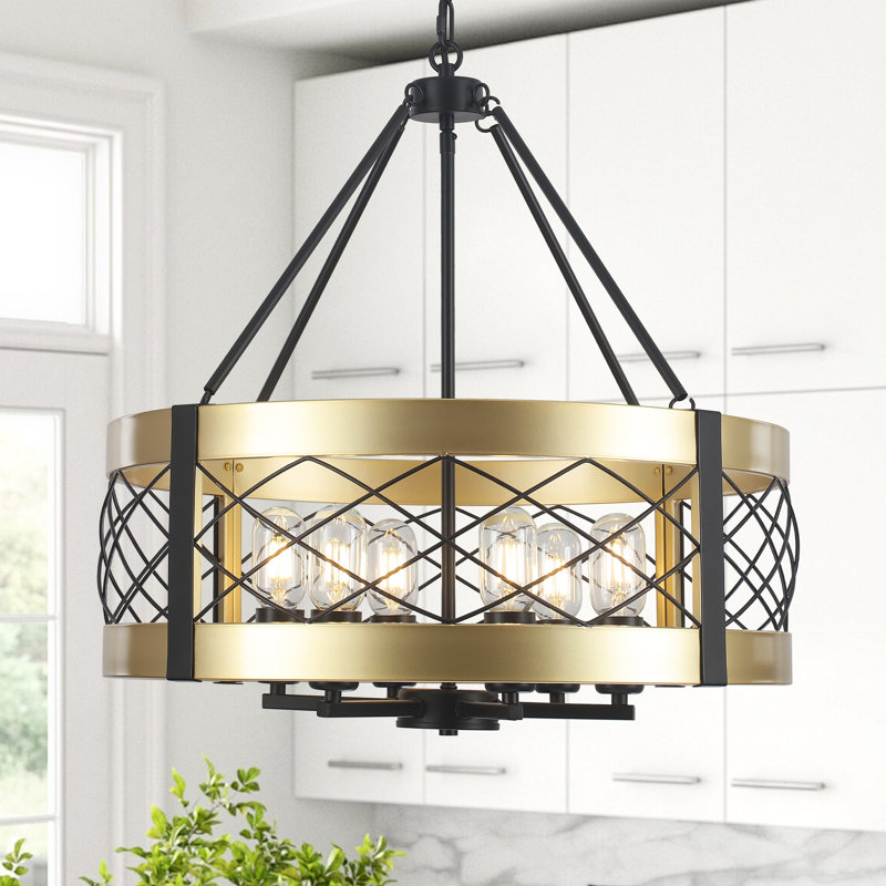 6 lumières lumineuses plafonniers cylindriques 21,65 "à géométrie variable pour le vestibule du salon de l'îlot de cuisine