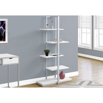 Asymmetrical 5 Tier , White Laminate, Grey Metal For Offices In Modern Style, And Bedroom Decoration