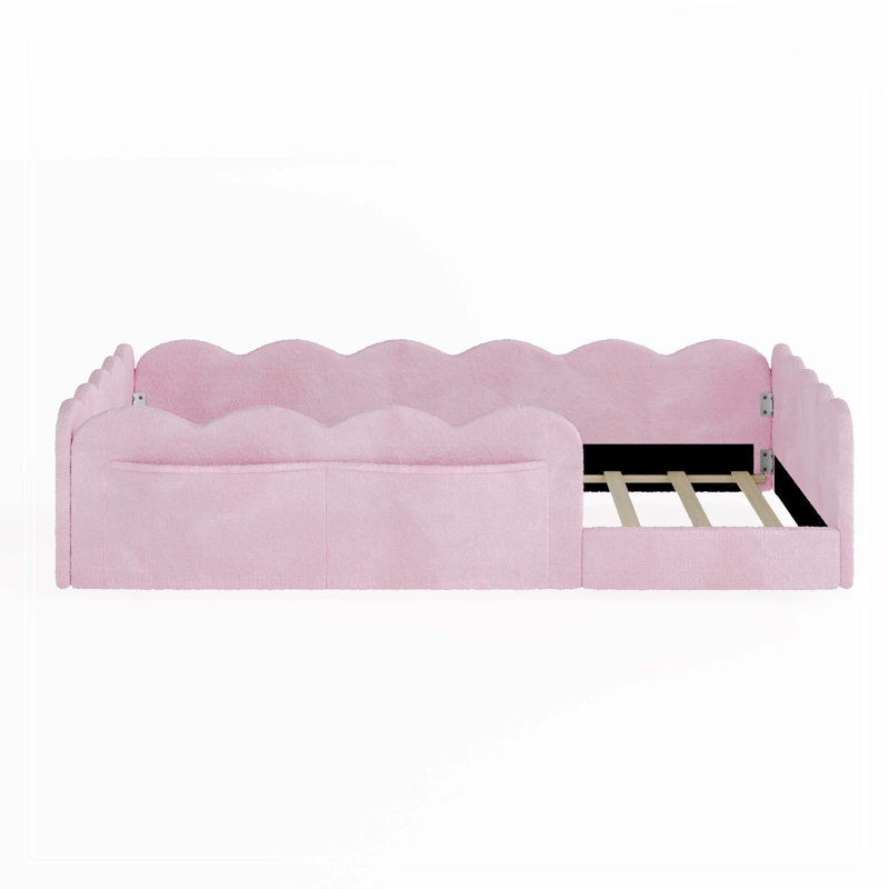 Lit simple tapissier sur pied, rose, Rose